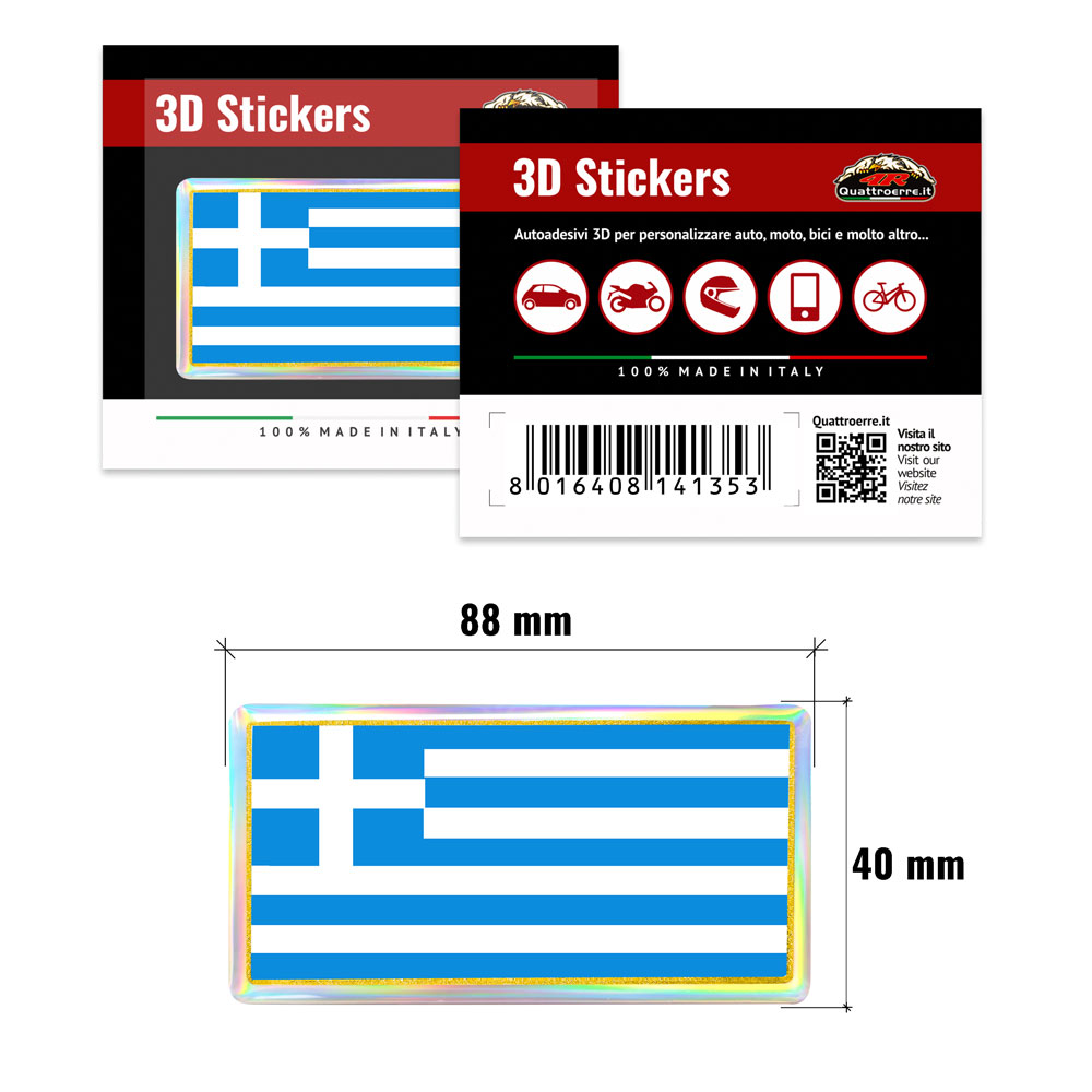 Minilabel Adesivi Bandiera Greca – Confezione Da 24 Etichette Auto-Adesive, 50x30 Mm, Carta Permanente, Ideali Per Valigie, PC, Personalizzazione