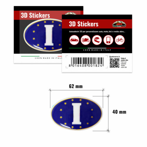 3D Sticker Ovale "I" Fondo "EU" - immagine 2