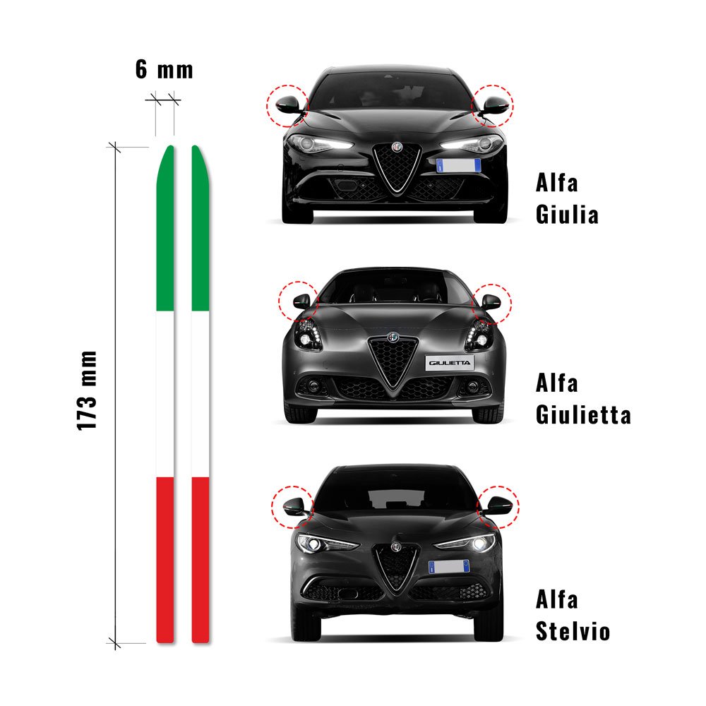 Stripes Strisce Adesive Tricolore Italia Per Specchietti Alfa Romeo - Foto 5