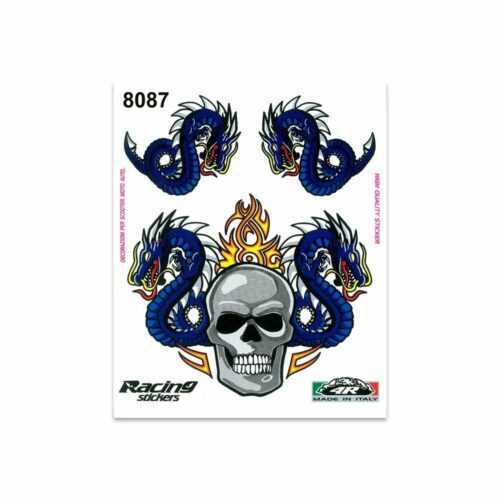 Adesivi Stickers Medi Teschio con Drago 13,5 x 16 cm