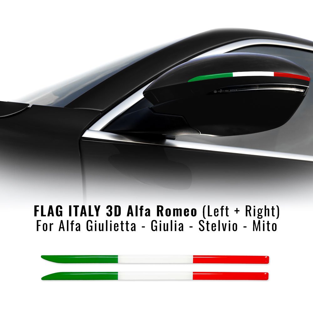 Strisce Adesive 3D Tricolore Italia Per Specchietti Alfa Stelvio - Design Sagomato, Colori Brillanti - Foto 5