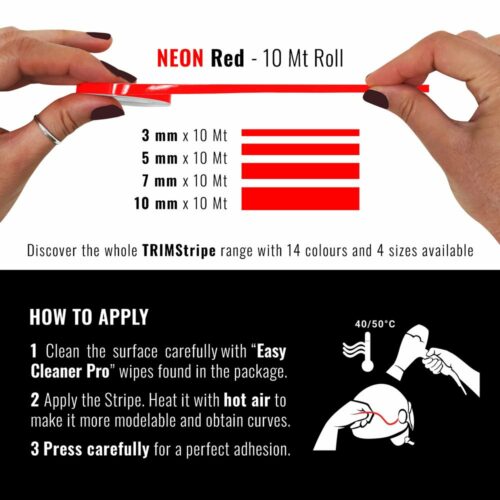 Trim Stripe Strisce Adesive per Auto, Fluo Rosso - immagine 2