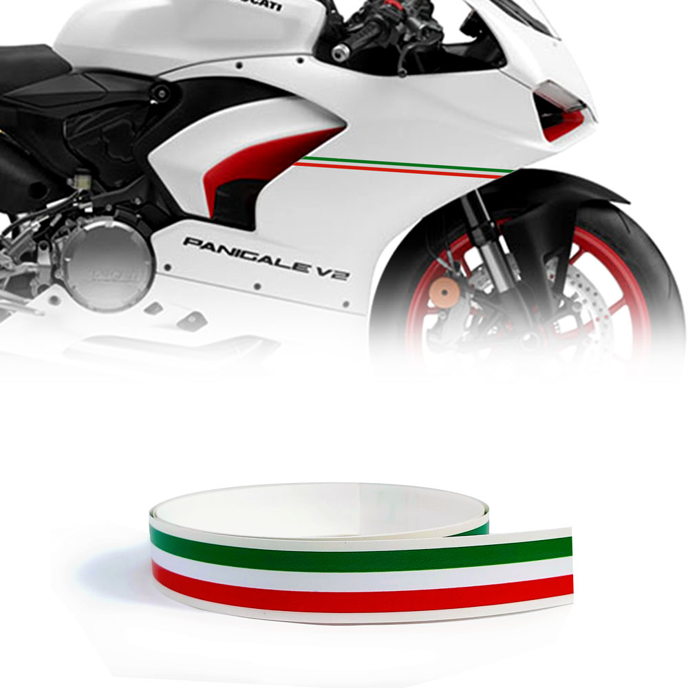 Adesivi Per Cerchi Moto TRICOLORE ITALIA – Kit 4 Pezzi GP Style, PVC Resistente, Diametro 17'' (o Su Misura) - 5