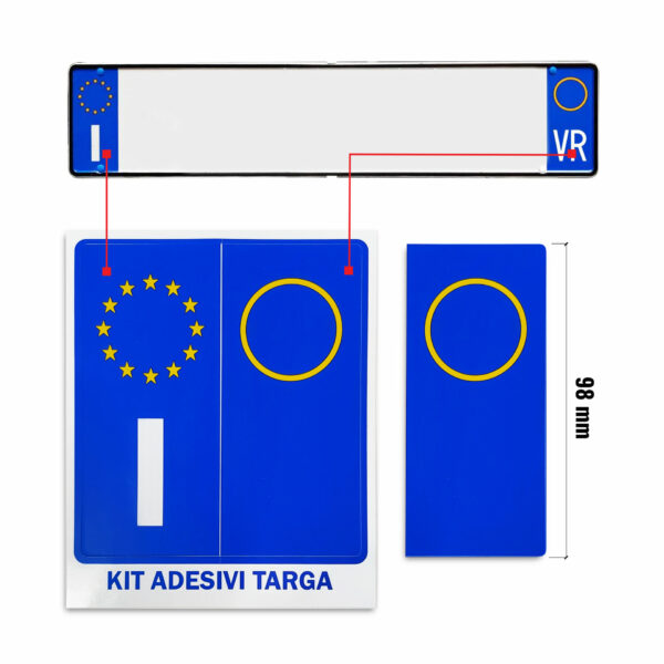 Adesivi per targa italiana, blu, set di due