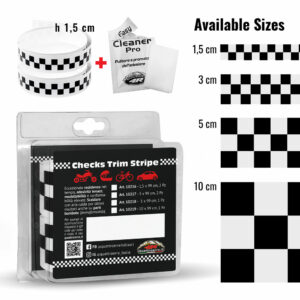 checks trim stripe strisce adesive a scacchi 15 mm, confezione