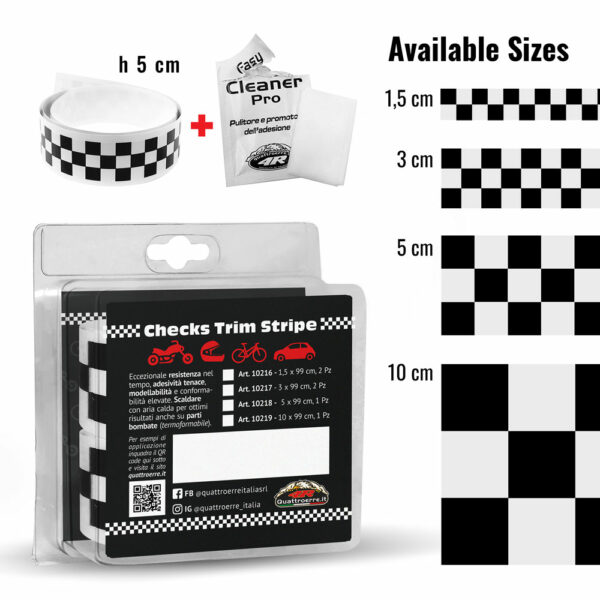 checks trim stripe strisce adesive a scacchi 50 mm, confezione